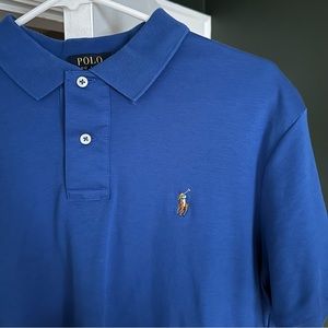 Polo Ralph Lauren Mens Logo Polo L Blue Pima Soft Touch